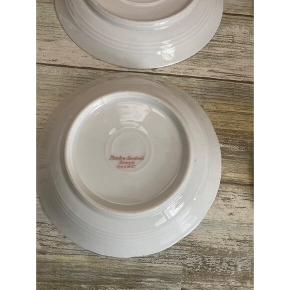 Vintage Haviland Limoges France Blue Floral Embossed Bowls & Saucer Set of 4 - Picture 10 of 15